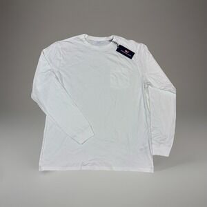 Vineyard Vines Men's Long Sleeve Pocket T-Shirt White Cap NWT Size L 6V0019-100